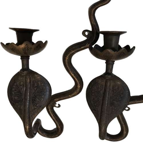 Candlesticks & Candle Snuffers RARE!! Pair of AngloIndian Brass